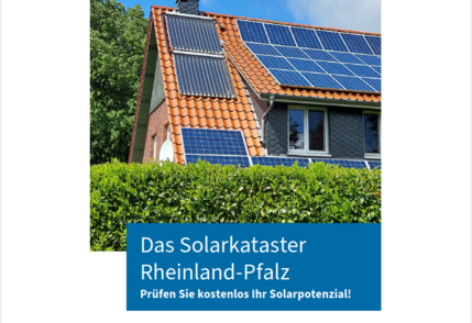 pdf-Download und Abbildung des Flyers "Das Solarkataster Rheinland-Pfalz - Prüfen Sie kostenlos Ihr Solarpotenzial!"